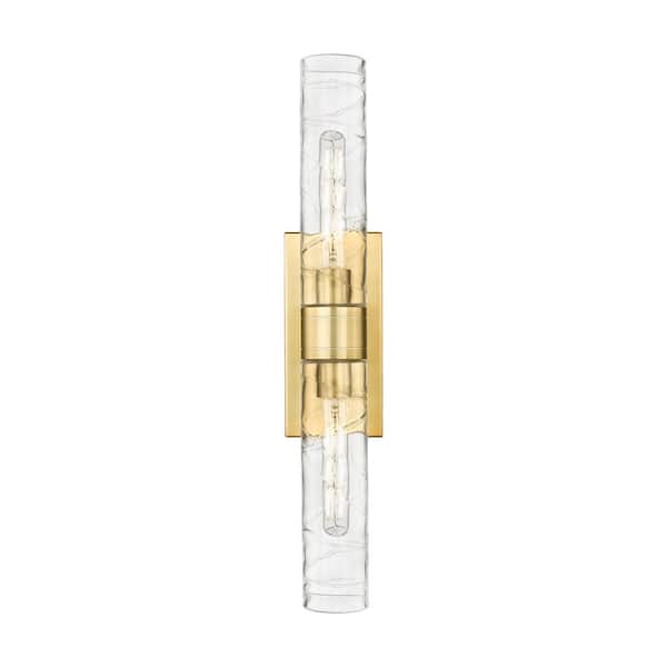 Ballston Urban 24 in. 2-Light Satin Gold Vanity Light with Glass Shade