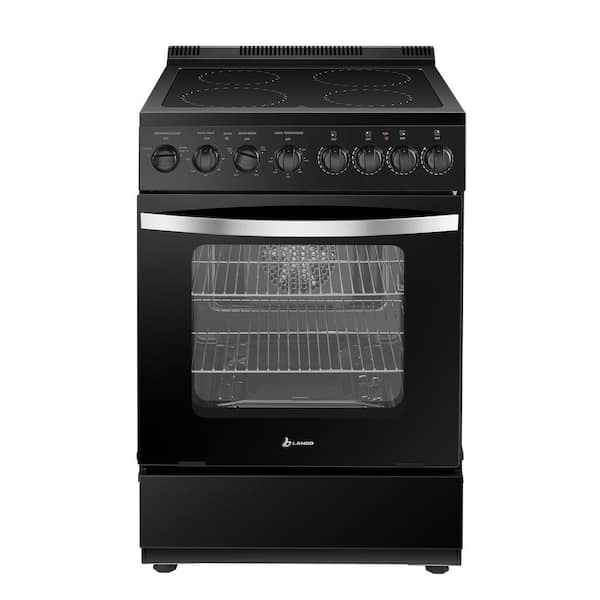 24 in. 4 Element Freestanding Single Oven Electric Range with True Convection, Timer and Rotisserie, Black