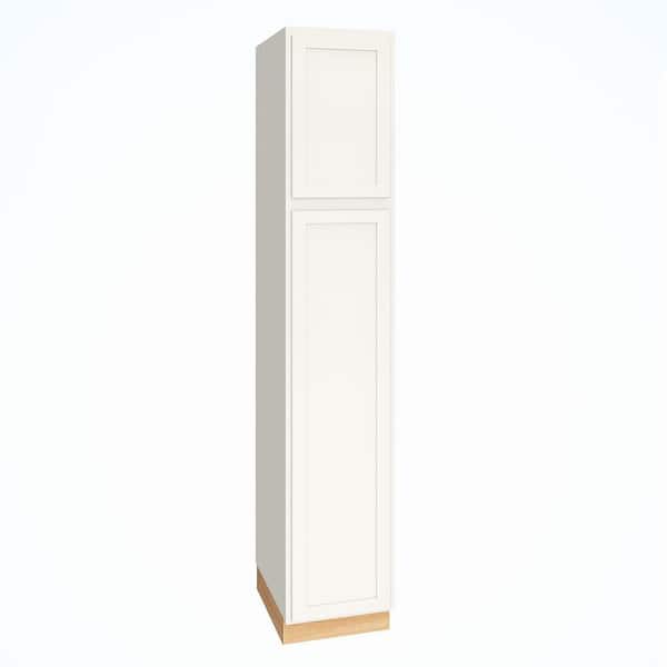 QuickShip Cottage 18 in. W x 24 in. D x 93 in. H Assembled Plywood Pantry Kitchen Cabinet in White Partial Overlay
