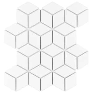 Metro Rhombus Matte White 10-1/2 in. x 12-1/8 in. x 5 mm Porcelain Mosaic Tile (9.04 sq. ft. / case)