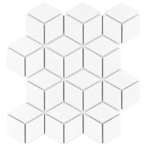 Metro Rhombus Matte White 6 in. x 6 in. Porcelain Mosaic Take Home Tile Sample