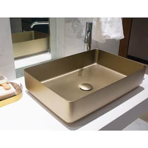 20.66 in. x13.62 in. Brushed Gold Stainless Steel Rectangular Bathroom Above Counter Vessel Sink