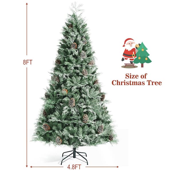 Costway 8 ft. Green Unlit Snow Flocked Artificial Christmas Tree with 1651  Glitter PE and PVC Tips CM23482 - The Home Depot