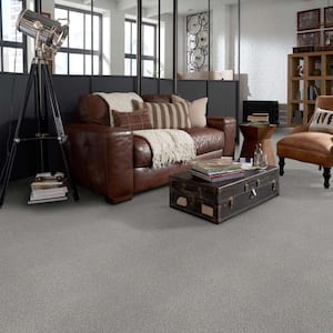 Karma I - Mineral - Gray 41.2 oz. Nylon Texture Installed Carpet