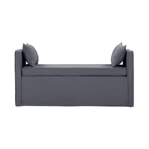 Sofie Dark Grey Bench Upholstered Linen 24.8 in. x 19.3 in. x 52.8 in.