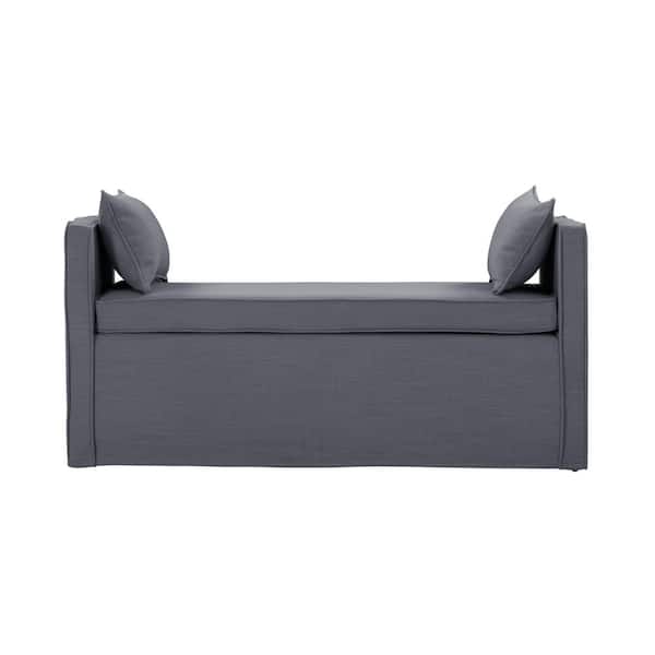 Rustic Manor Sofie Dark Grey Bench Upholstered Linen 24.8 in. x 19.3 in. x 52.8 in.