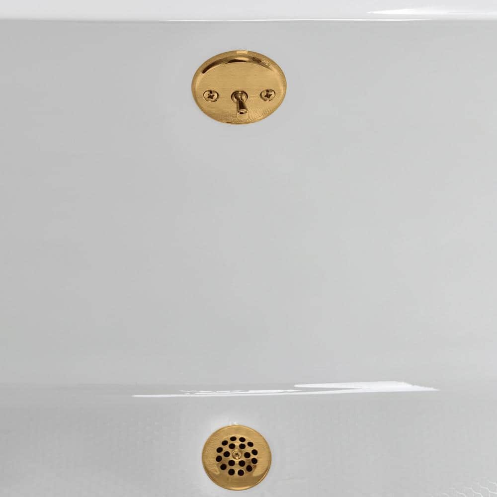 72'' Glossy White Acrylic Soaking Drop-In Bathtub with Brushed Gold Hardware