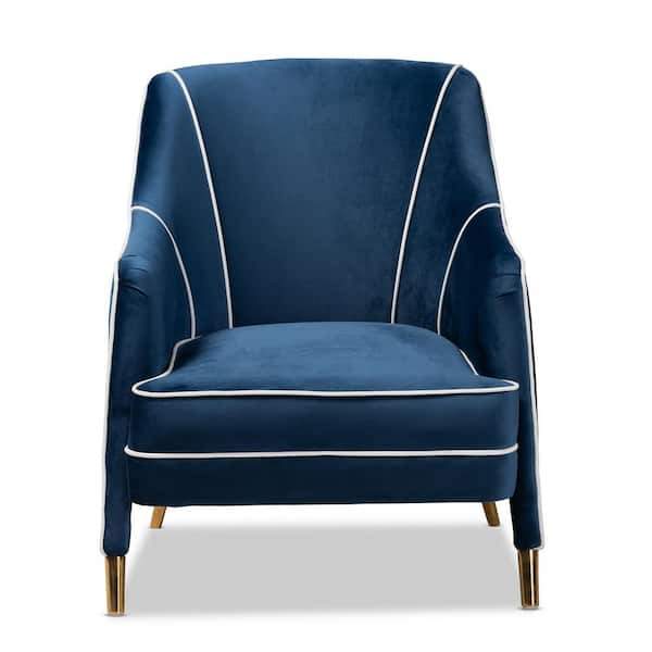 Baxton Studio Ainslie Navy Blue Velvet Fabric Upholstered Armchair  159-9842-HD - The Home Depot