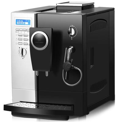 19-Cup Black and Silver Espresso Machine Cappuccino Latte Maker