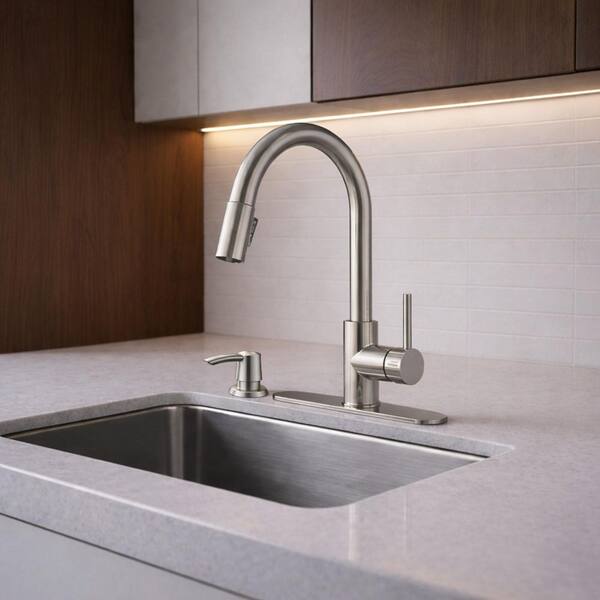 ANZZI Expedition 16 in. 1-Handle Pull-Down Sprayer Kitchen Faucet