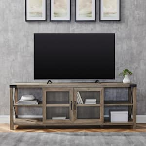 70 in. Grey Wash Composite TV Stand with Storage Doors (Max tv size 78 in.)