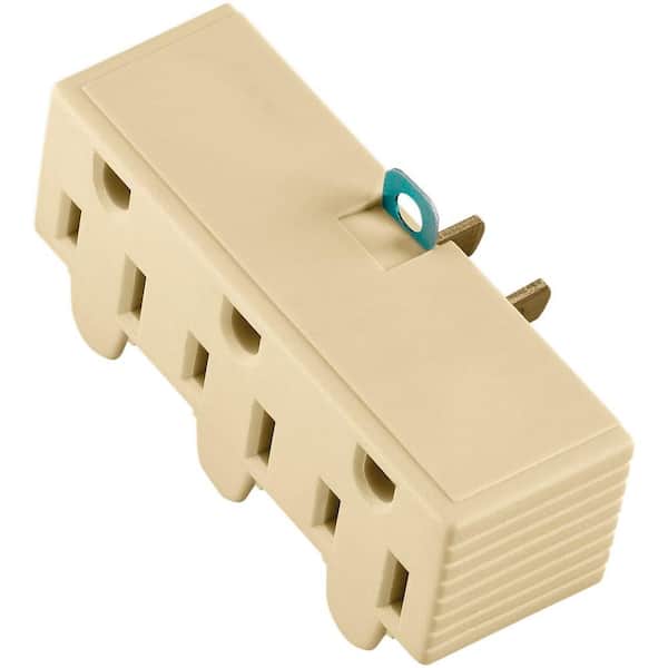 Eaton 15 Amp 125-Volt 3-Outlet Grounding Adapter with Lug, Ivory