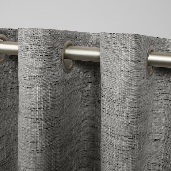 Burke Black Solid Blackout Grommet Top Curtain, 52 in. W x 96 in. L (Set of 2)
