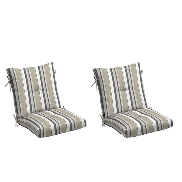 ARDEN 21 x 21 EarthFiber Outdoor Plush Modern Tufted Polyfill Dining Chair Cushion, Taupe Grey Boardwalk Stripe (Set of 2)