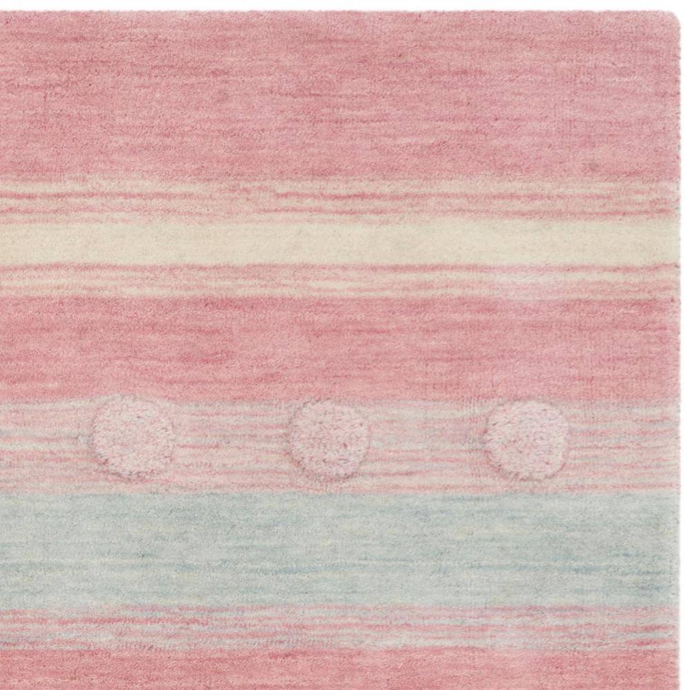 Light Blue and Pink Hand-Tufted Wool Kids Rug