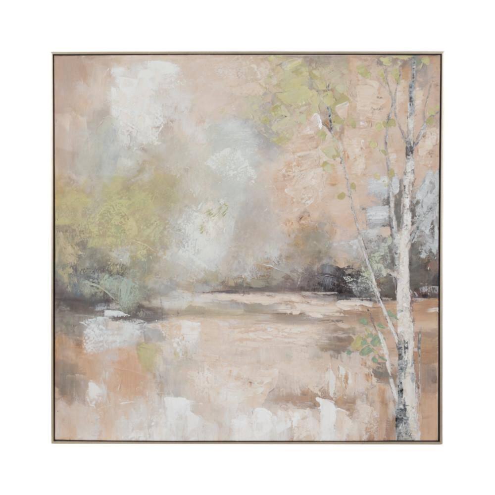 Ivory/Green Framed Serene Handpainted Canvas Art Print 40 in. x 40 in. price history on PriceWatchPro