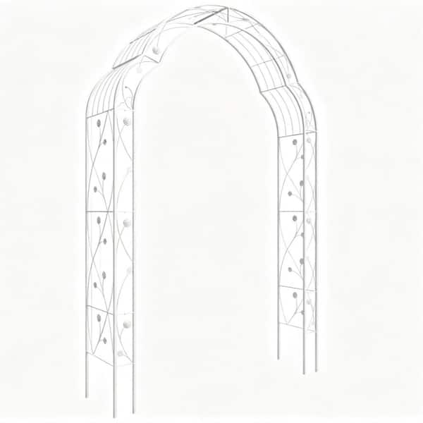 98.4 in. Metal Garden Arch Trellis, Cream White Garden Arbor Trellis with 8 Styles