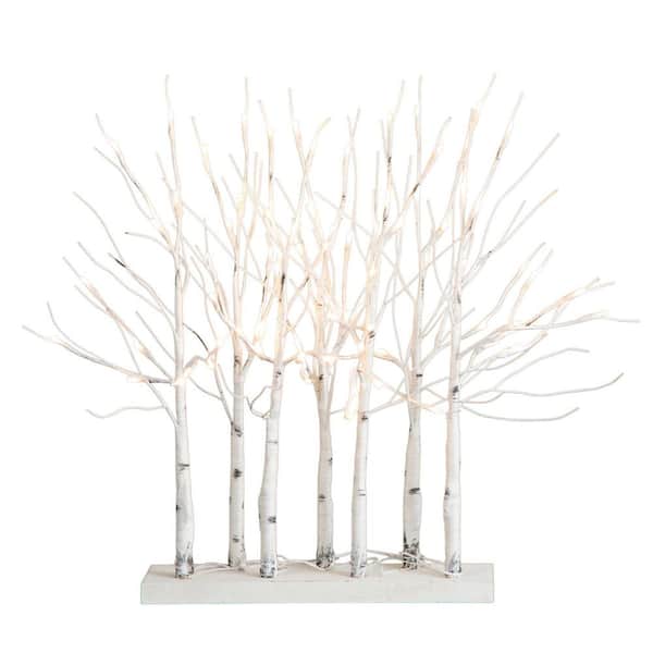 2 ft. Pre-Lit Artificial White Birch Centerpiece with 84-LED Lights