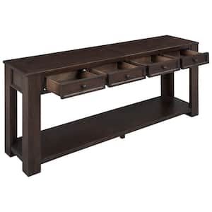 Entryway Hallway Tables 14 in. Rectangle Brown Wood Console Table 4-Drawers and Slatted Bottom Shelf
