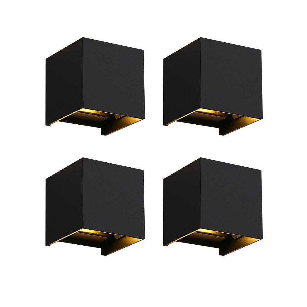 4 in. Black Aluminum Up And Down Square LED Outdoor Wall Sconce with Adjustable Light Beam，IP65 Waterproof(4-Pack) price history on PriceWatchPro