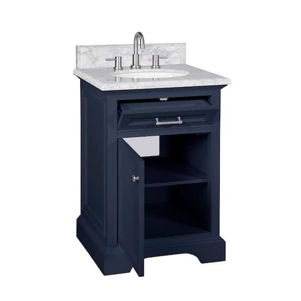 24 inch Small Narrow Bathroom Vanity Navy Blue with Storage  (23.5Wx18.15Dx35H) CCL208NB24