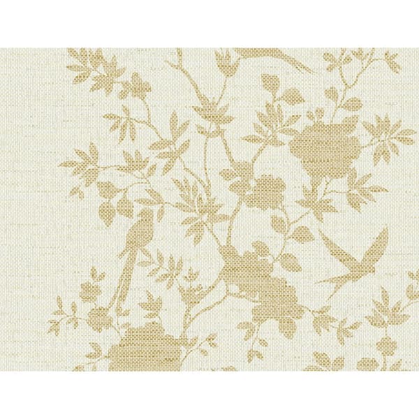 LILLIAN AUGUST 60.75 sq. ft. Coastal Haven Golden Aloha Bird Trail Embossed Vinyl Unpasted Wallpaper Roll