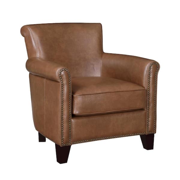 Benjara Tria Brown and Espresso Brown Leather Side Chair