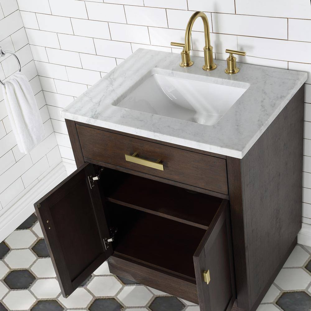 Chestnut Brown Oak Single Bathroom Vanity with Ceramic Sink