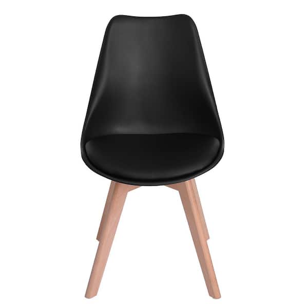Homy Casa Frankfurt Black Plastic Side ChairSolid Wood Dining Chair (Set of 4)