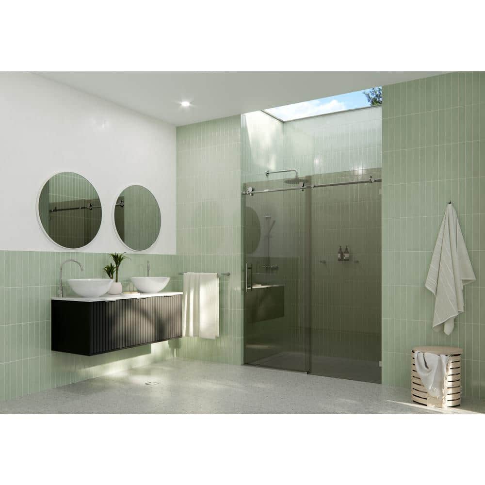 Equinox 60" Frameless Gray Tinted Glass Sliding Shower Door