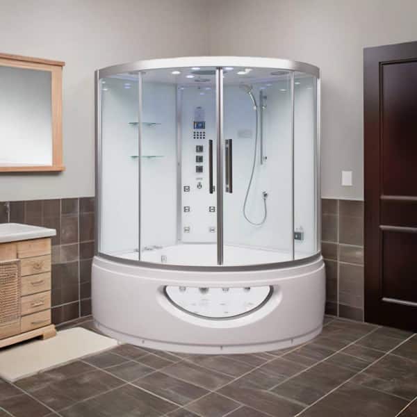 Platinum 59 in. x 59 in. x 89 in. Combination Steam Shower Jetted