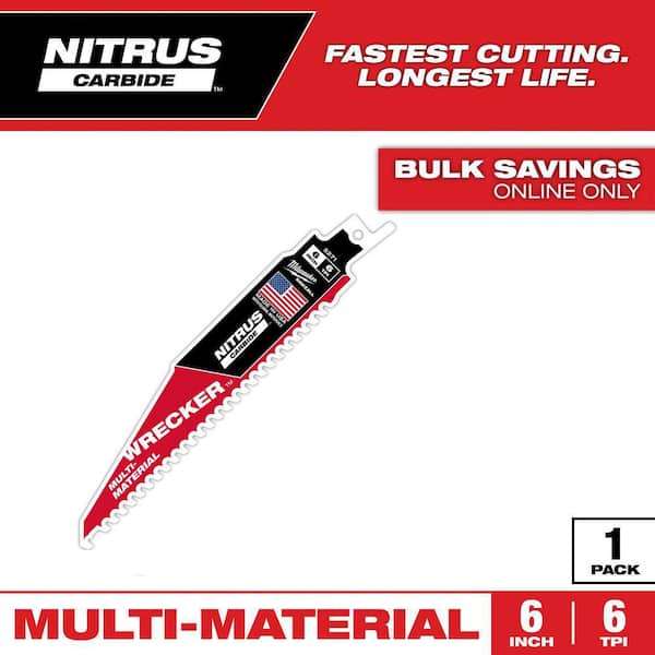 Milwaukee 6 in. 6 TPI WRECKER Nitrus Carbide Teeth Multi-Material Cutting SAWZALL Reciprocating Saw Blade (1-Pack)