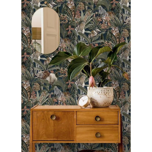 Safari Fusion Navy Non-Pasted Wallpaper (Covers 56 sq. ft.)