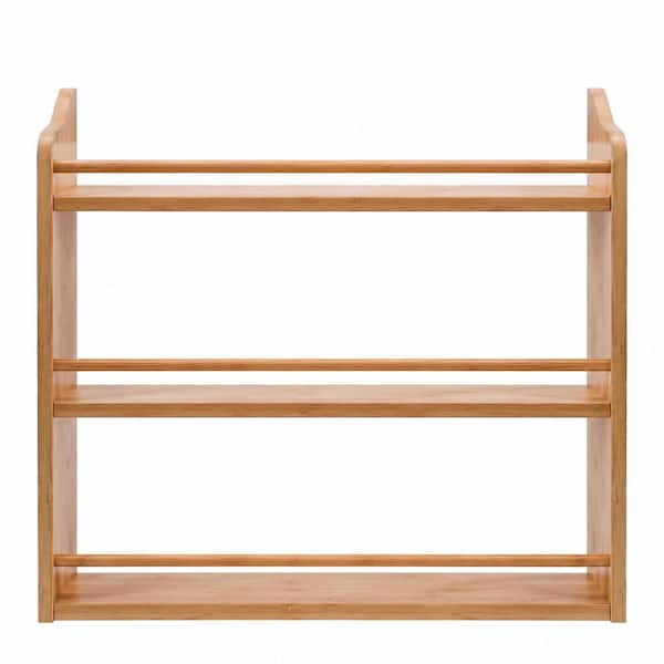 3 Tier Bamboo Spice Rack Organizer for Kitchen Counter or Wall Mounting, Seasoning Jars Shelf