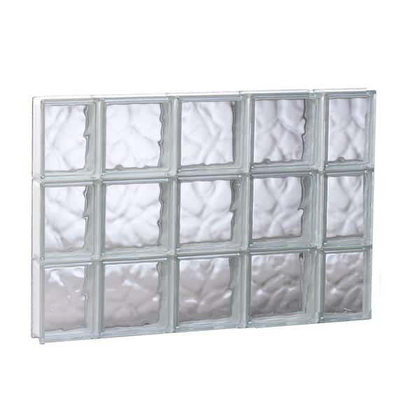 Clearly Secure 34.75 in. x 23.25 in. x 3.125 in. Frameless Wave Pattern Non-Vented Glass Block Window