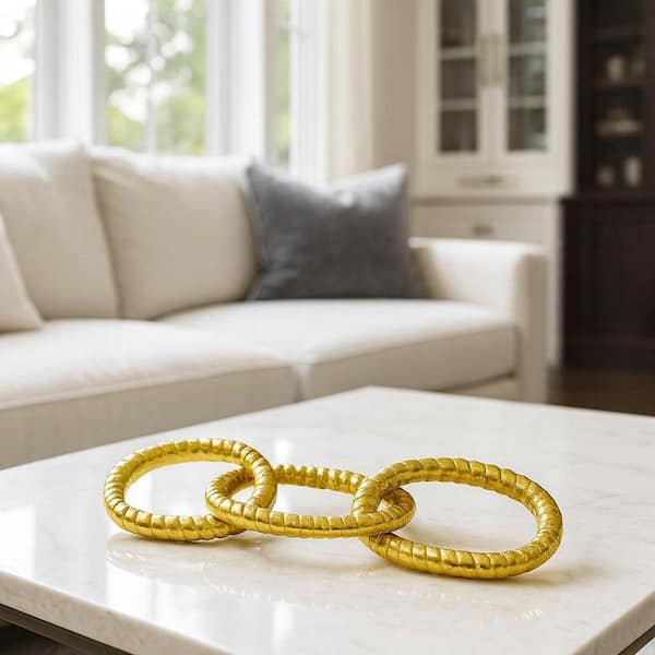 Twisted Series Gold 12 in. x 3 in. Chain Aluminum Metal Decorative Sculpture