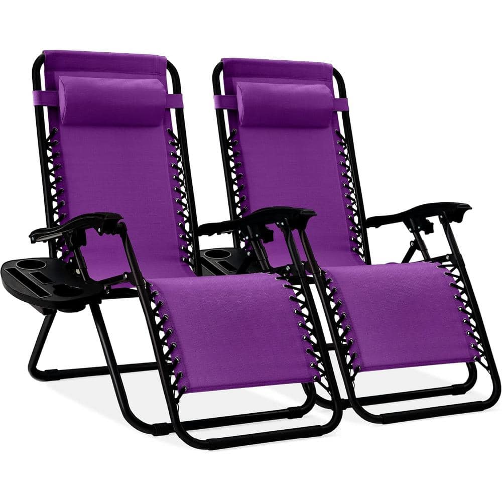 ITOPFOX Amethyst Purple Adjustable Steel Mesh Zero Gravity Lounge Chair