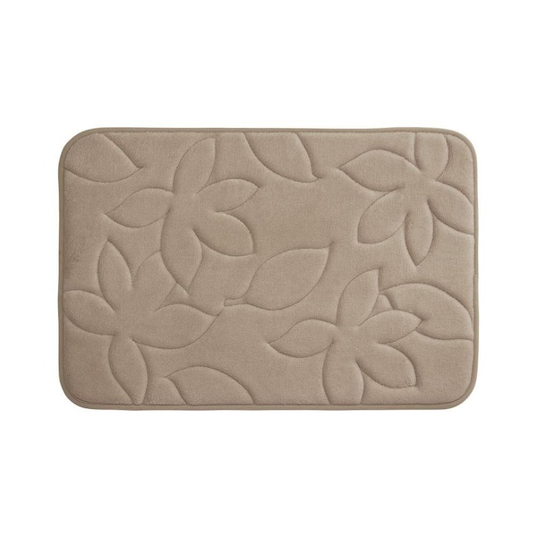 BounceComfort Blowing Leaves Linen 17 in. x 24 in. Memory Foam Bath Mat