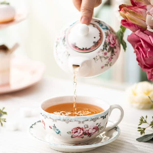 MALACASA Porcelain Tea for One Set Teapot 11 Ounce Tea Set 1 Piece