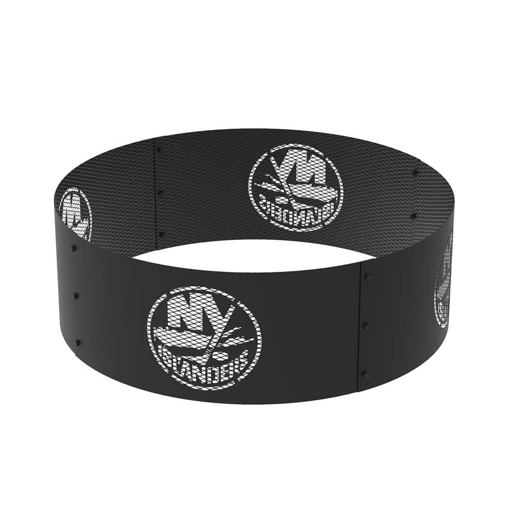 BLUE SKY OUTDOOR LIVING Decorative NHL 36 in. x 12 in. Round Steel Wood Fire Pit Ring - New York Islanders