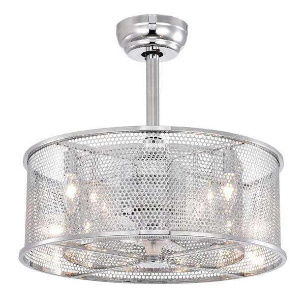HKMGT 20.4 in. Indoor Chrome Ceiling Fan with No Bulbs Included and Remote Included