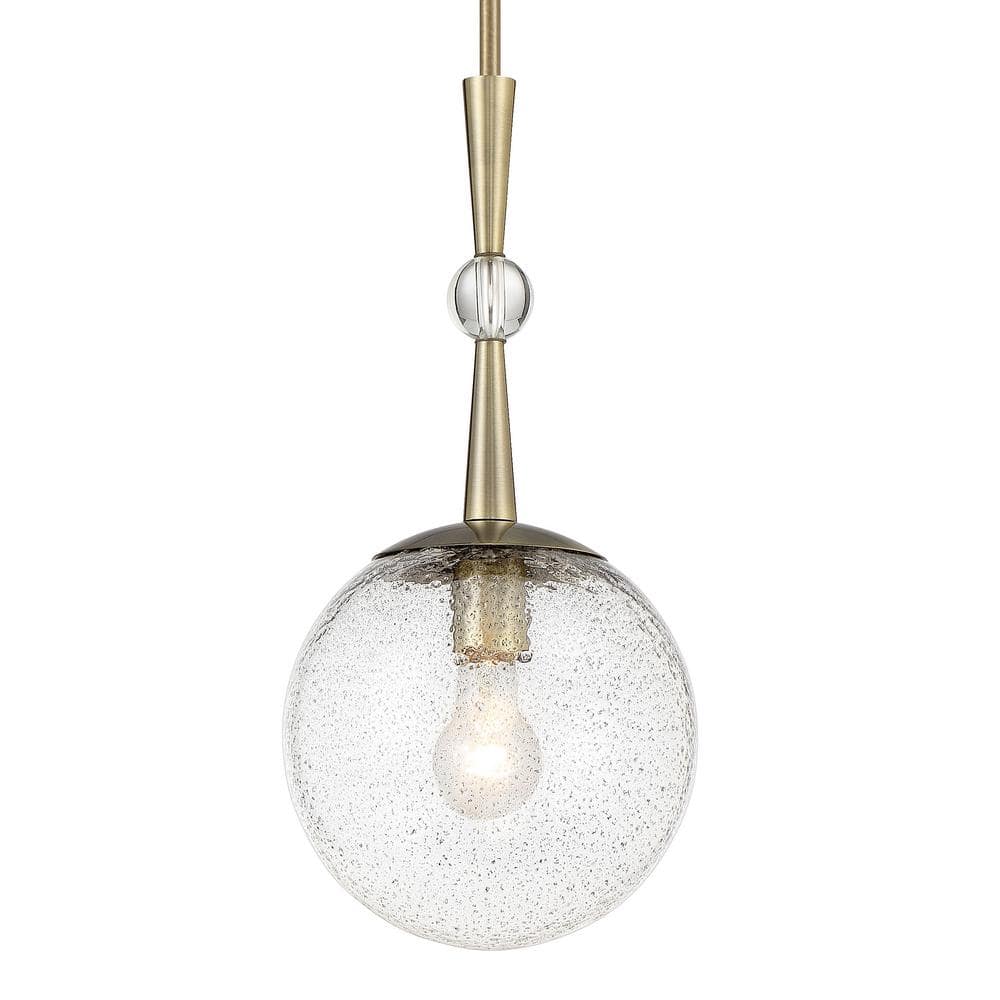 Mini Volcanic Glass & Aged Brass Indoor/Outdoor Pendant Light