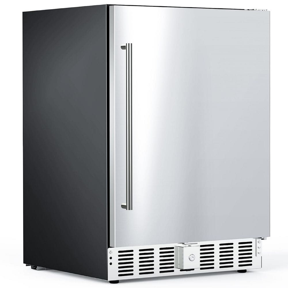 23.43 in. 5.0 cu. ft. 180-Can Built-In/Freestanding Mini-Refrigerator in Stainless Steel Silver for Kitchen Office Bar