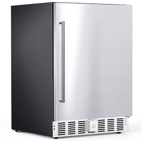 23.43 in. 5.0 cu. ft. 180-Can Undercounter Fridge Mini-Refrigerator in Stainless Steel Silver for Kitchen Office Bar