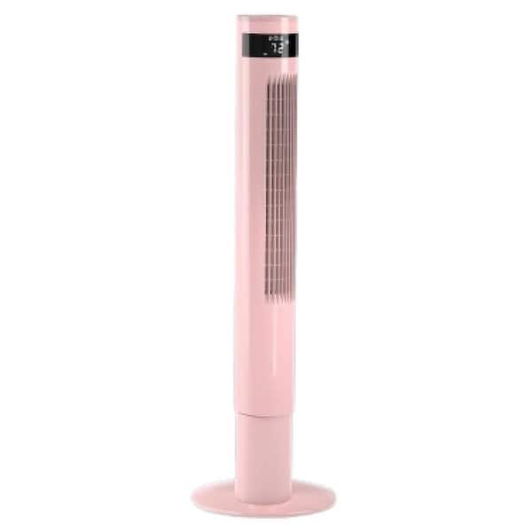 35 in. 3-Fan Speeds Tower Fan in Pink Finish with Remote Control LED Display Oscillation Portable Floor Bladeless Fan