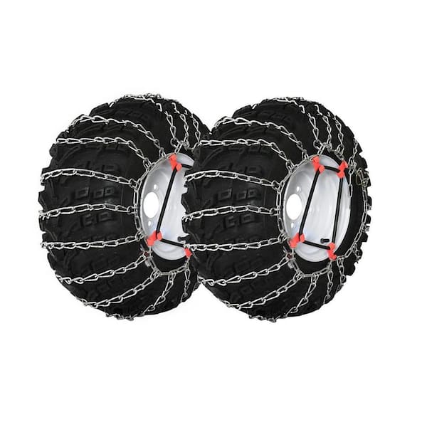 20x8x8, 20x8x10 in. 2-Link Tire Chains with Tensioners Replace Peerless 1062656, Zinc Plated Chains, Set of 2