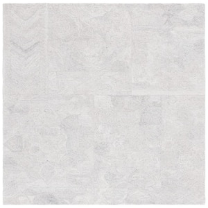 Abstract Gray/Ivory 6 ft. x 6 ft. Abstract Geometric Square Area Rug