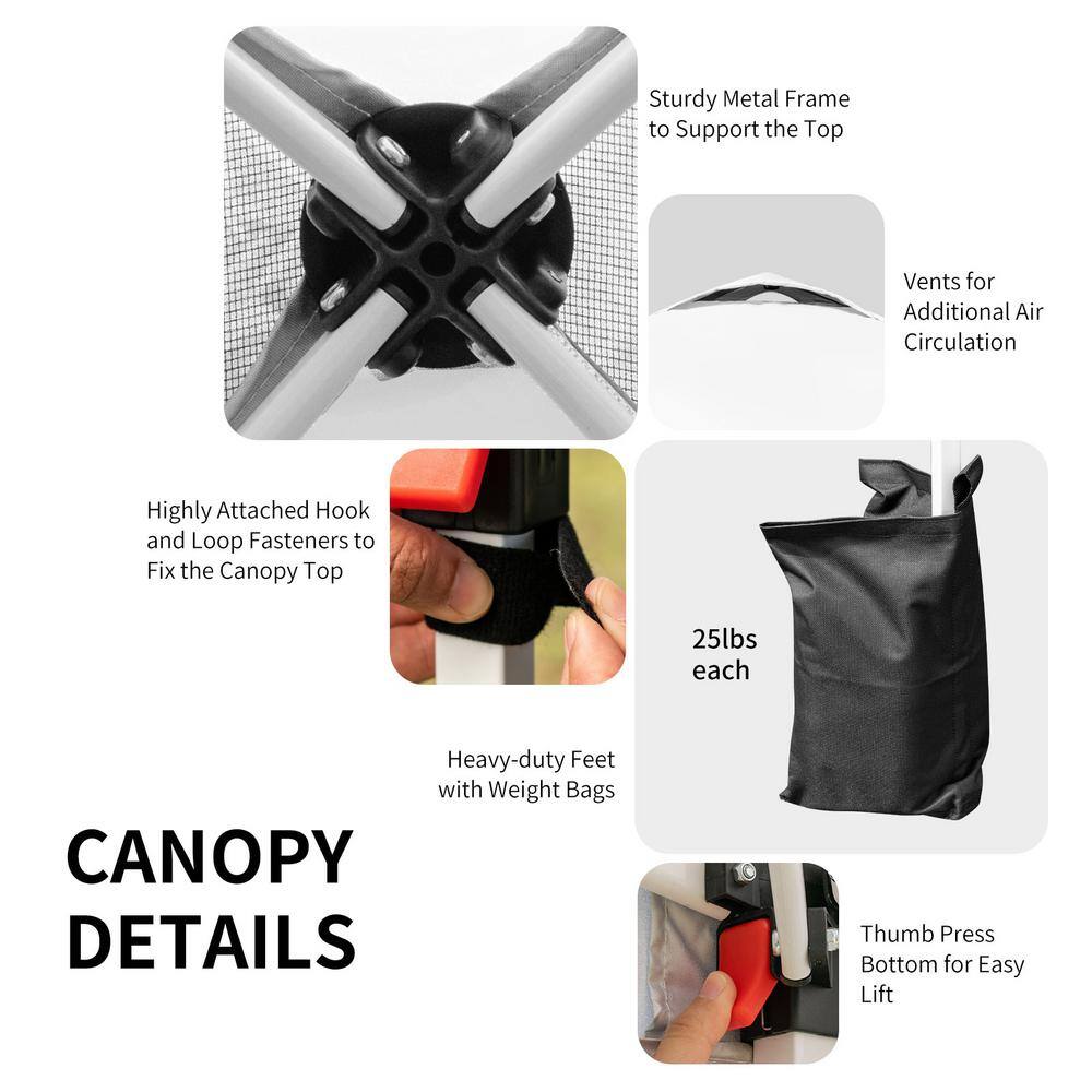 White 6.6 x 6.6 Feet Adjustable Outdoor Canopy Tent with Roller Bag