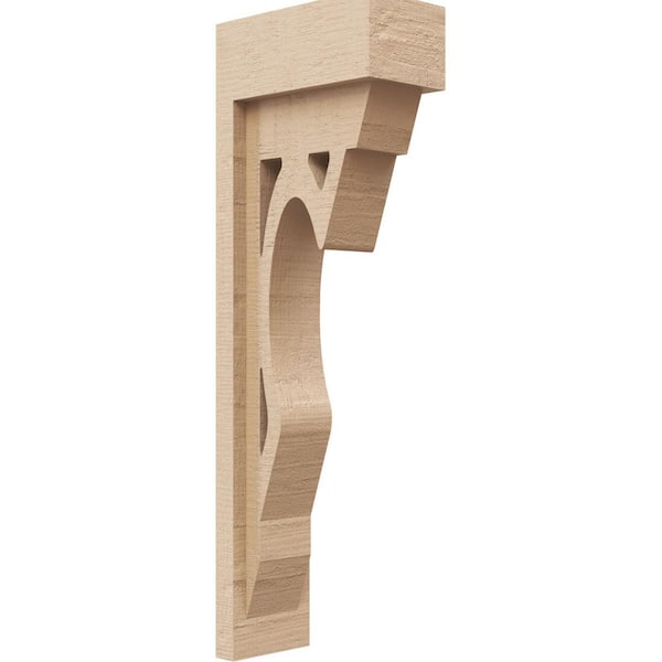 Ekena Millwork 3 in. x 18 in. x 6 in. Thin Sheridan Rough Cedar Woodgrain TimberThane Corbel, Primed Tan