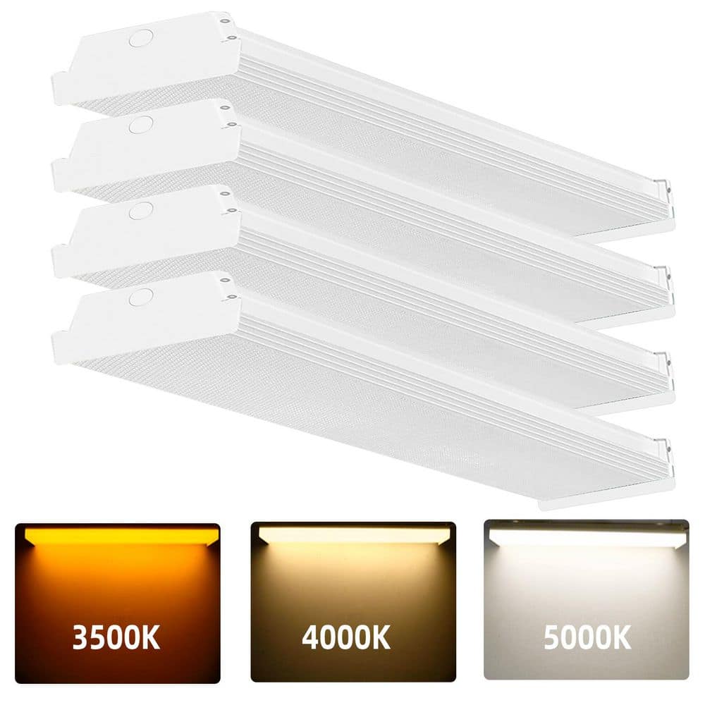 4 ft. 5000 Lumens Integrated LED Dimmable White Wraparound Light, 3CCT 3500k/4000K/5000K, 120-277V Workshop Light 4-Pack price history on PriceWatchPro